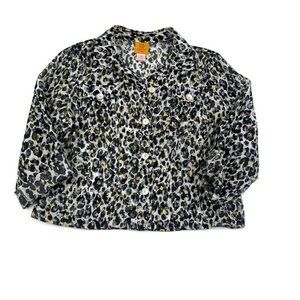 Ruby Rd. Rayon Semi Sheer Animal/Leopard/Cheetah Print Jacket Women's Petite 14P